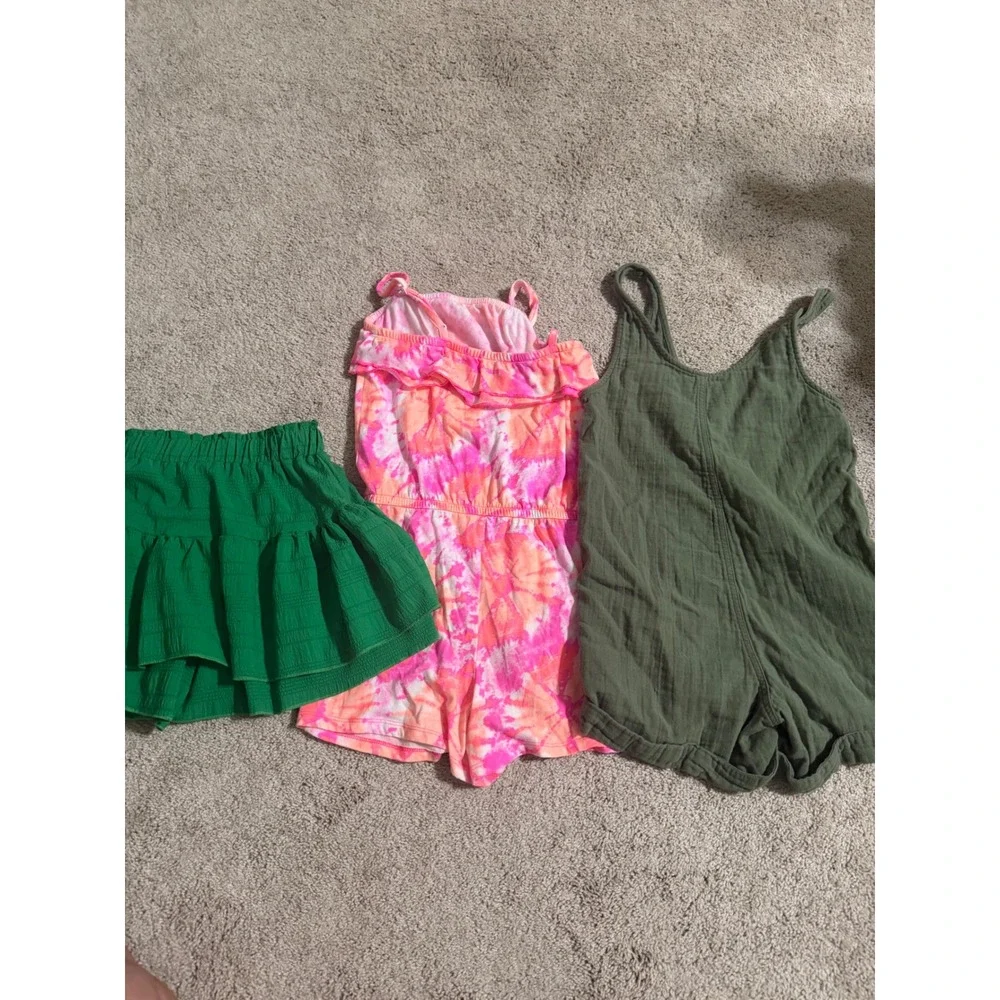 Girls Summer Bundle Circo‎ Tie Dye Romper Olive Gauze Romper SHEIN Green Skirt 8
